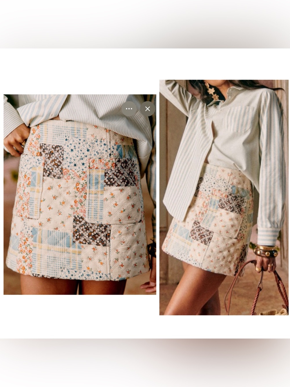 Sezane NWT Ginkie Floral Patchwork Mini Skirt, Size 36 (US4)